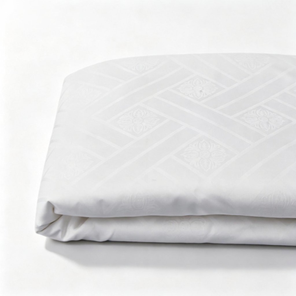 White jacquard fabric swatch under review