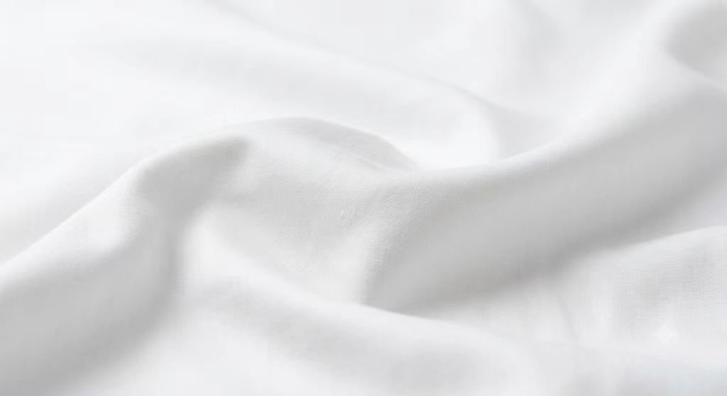 Smooth white hotel fabric draped in soft folds