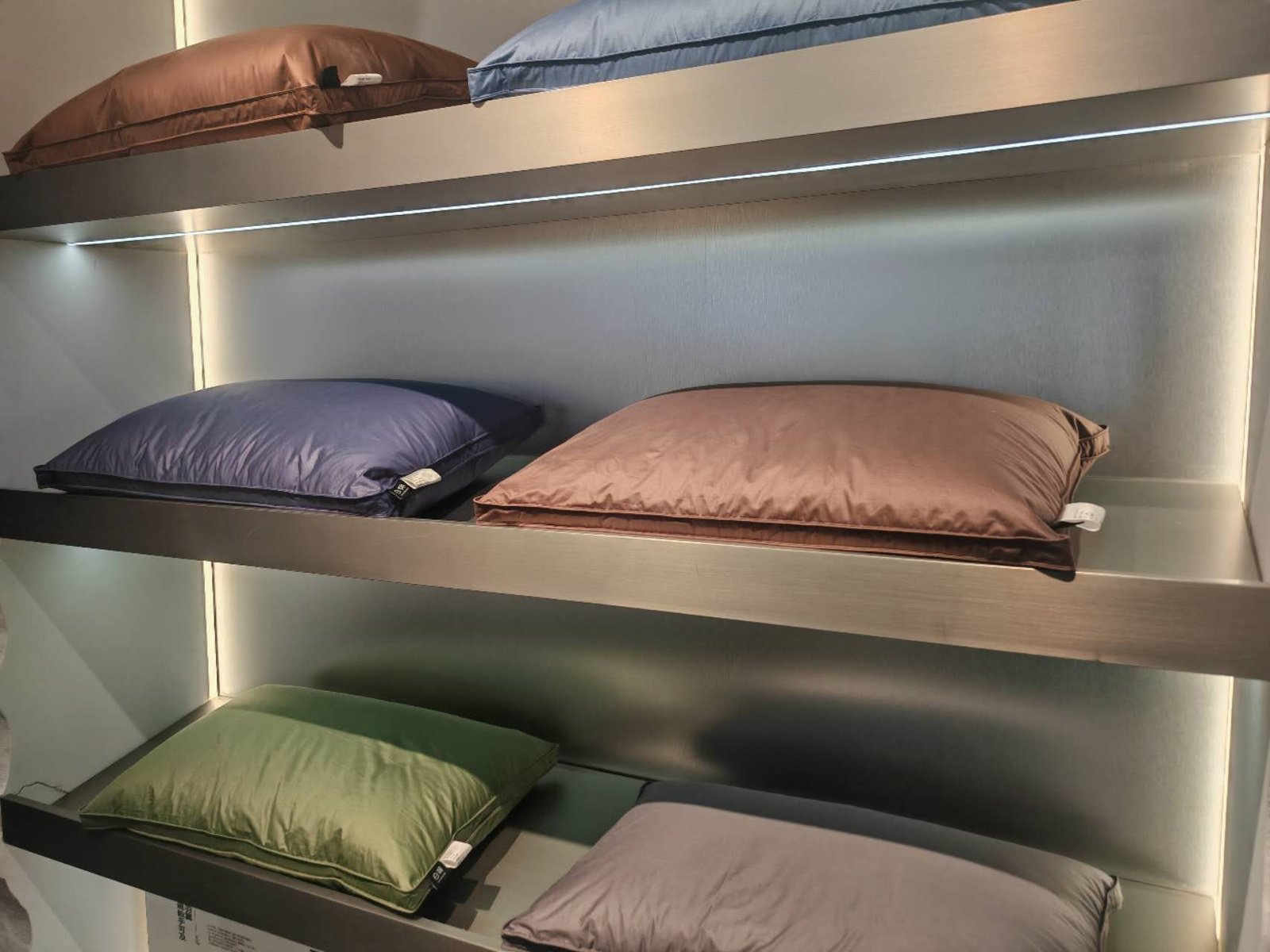 Showroom display of finished hotel pillows