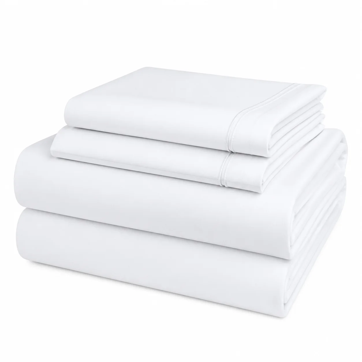 Stacked white hospitality fabric